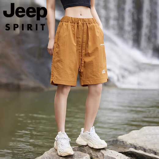Jeep Spirit2025 New Style Work Clothes Shorts pour femmes Summer Ice Ice Silk Sports Casual Mid-Pants Couple Pantalon extérieur Five Points Men and Women 671 Blue - Modèle masculin M M