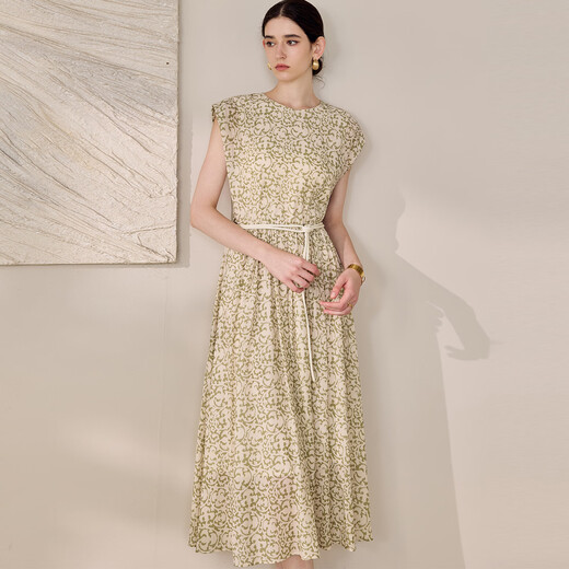 ROEYSHOUSE Luoyi temperament casual lace-up dress 2025 summer new elegant style waist-hugging large hem skirt 12250 color (delivery belt) 2XL