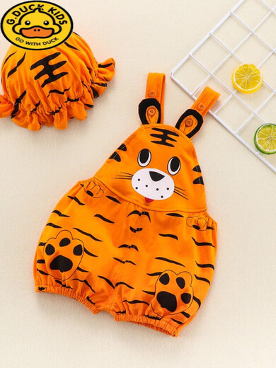 018-month-old baby clothes set summer thin cotton sleeveless shorts overalls for boys and girls with hood Watermelon jumpsuit with hood 66cm 66cm66 Recommended height 57-64 cm