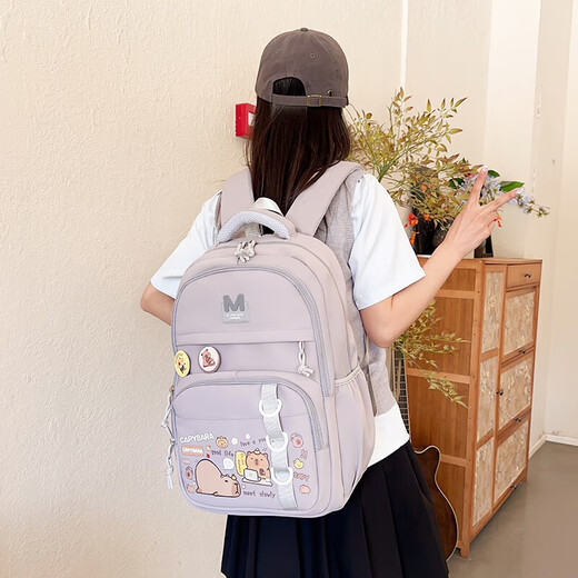Leichte Kinderbelastung Reduzierung Eins, zwei, drei Grundschüler Schoolbags für die sechste Klasse große Kapazitätsrucksäcke für Wirbelsäulenschutz Mädchen Rucksack Lila Lila