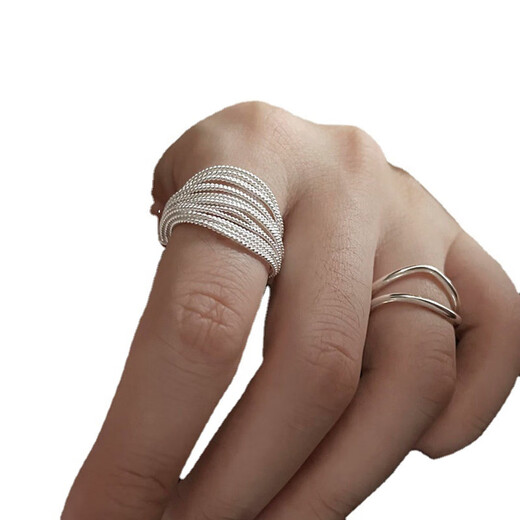 
AINILA (AINILA) multi-layered line wrap ring for women with minimalist and cold style personalized fashion S925 silver plated JZ6628 adjustable opening