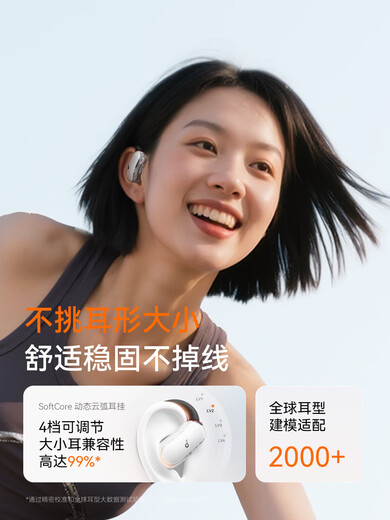 soundcore声阔【重磅上新】V40i潮音圈无线蓝牙耳机运动挂耳式开放式运动不入耳 [灵界白]复合大动圈