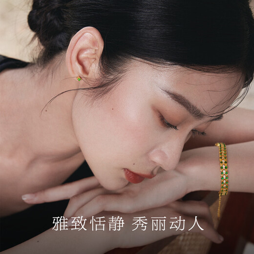 Oriental Jade Exquisite Niche Versatile S925 Silver Inlaid Imperial Green Jade Earrings Stud Earrings for Women Birthday Gifts for Women