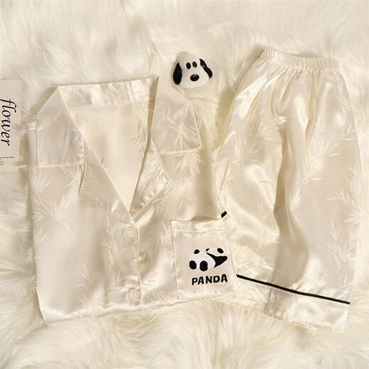 TTPMER感熊猫冰丝睡衣女夏季薄款短袖2025开衫可爱家居服套装 #YX-9227波点 M 【75-95斤】