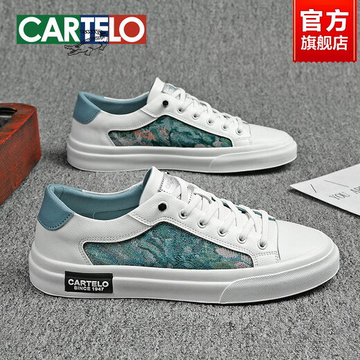Cartelo White Schuhe Herren High -End -Herrenbrettschuhe 2025 Neue Herrenschuhe Sommer Freizeitschuhe Eisblau - Anti -Schlupf -Softrote - 7374 38 Standard Sportschuhe Größe