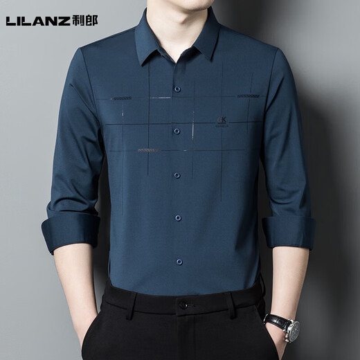 利郎喜爸爸装参加结婚宴礼服公公长袖衬衫衣服薄款男士春秋季高端贵士 BJ6623红色 M 165_