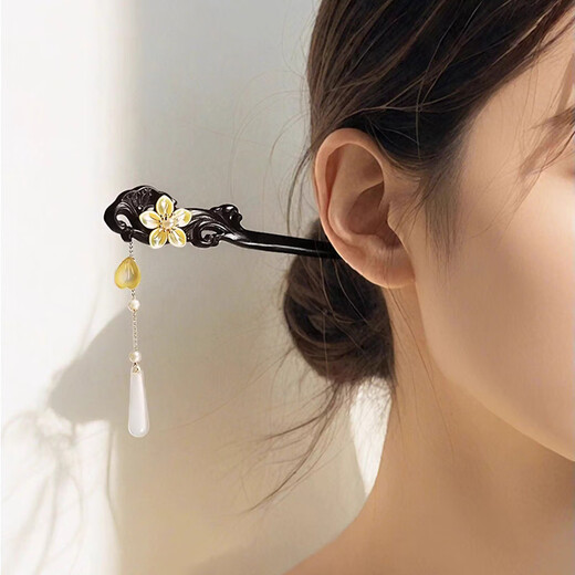 Kamalun (KAMALUN) Ebony Wood Hairpin Ancient Style Women's High-end Style Rocking Wooden Hairpin New Chinese Style Hairpin Chinese Valentine's Day Gift for Girlfriend Qiu Shui Ning Hairpin + Brand Gift Box