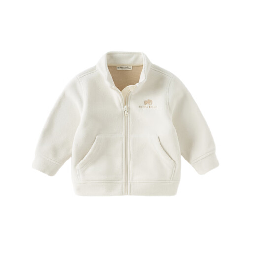 DAVE&BELLA polar fleece children's jacket casual boys' tops fashionable baby clothes girls outerwear autumn and winter new children's clothing off-white DB4237540-D 120 cm (recommended height 110-120cm)