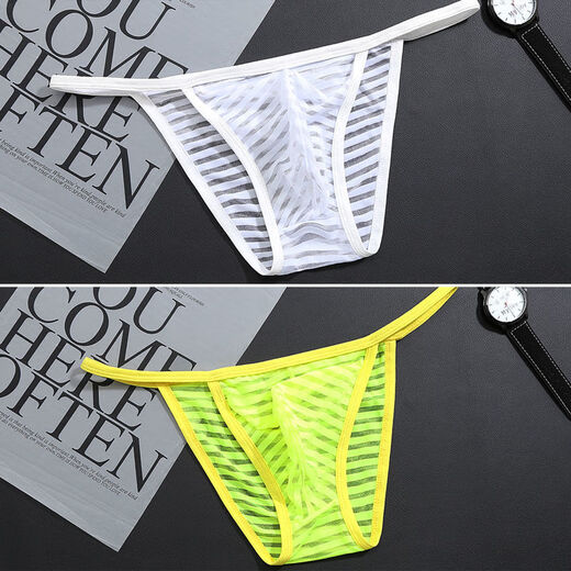 TTPMER2 men's mesh transparent thong low waist briefs sexy sexy underwear trendy blue suspender T-trouser T-trouser [1 piece] White M [90-110Jin [Jin equals 0.5 kg]]