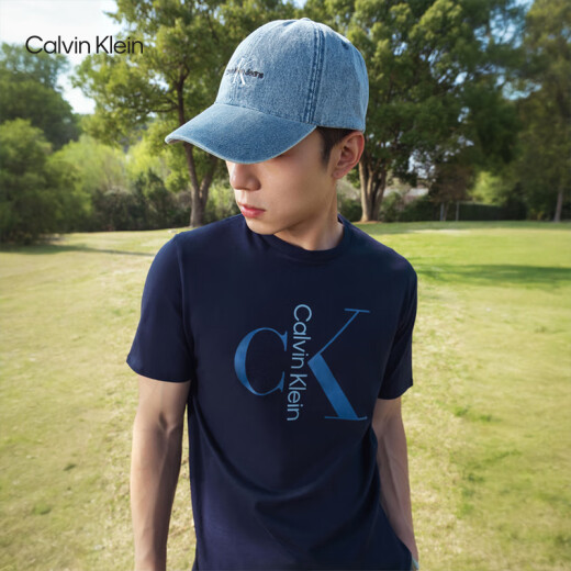 卡尔文·克莱恩（Calvin Klein）CK Jeans夏季男士休闲通勤经典字母印花纯棉短袖T恤40KC829 YAA-月光白 S