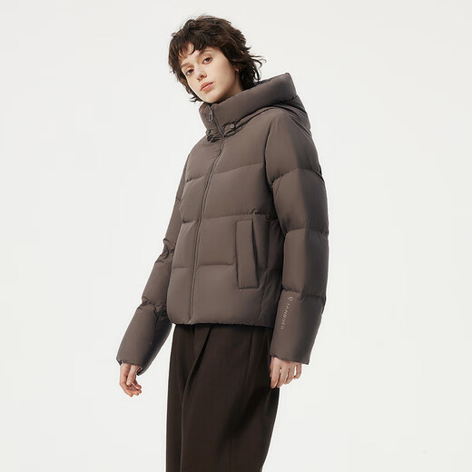 Tambor Down Jacket Women's Short Hooded Versatile Autumn and Winter Small Women's Jacket 330332D Burnt Chestnut Brown 165