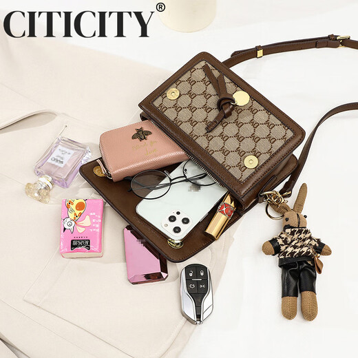 Citicity Light Luxury Brand Bag Damenbeutel High-End One-Shoulder Crossbody Bag Frauen 2025 Neues kleines Quadratbeutel Chinesisches Valentinstag Geschenk Brown 205 mm