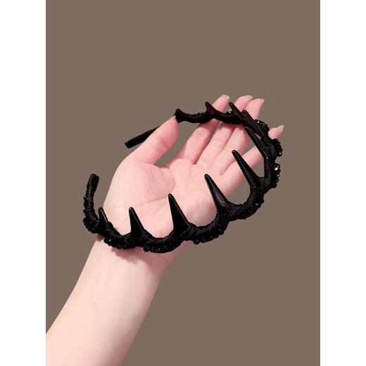 Dai Shilin DSL headband light luxury women's model 2025 new black rhinestone handmade high skull pressure hair headband with teeth anti-slip hairpin black diamond headband