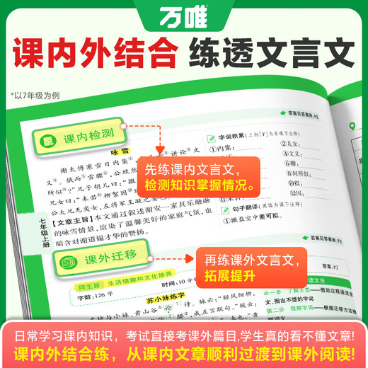 2025初中文言文课外阅读理解训练全解八九七年级古诗文一本通初一初二试题研究初三语文教辅资料书万维教育 课外文言文学答题技巧 七年级/初中一年级