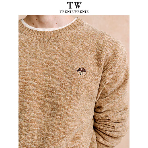 Teenie Weenie Bear Men's Soft Comfortable Warm Casual Embroidered Daily Sweater Beige M