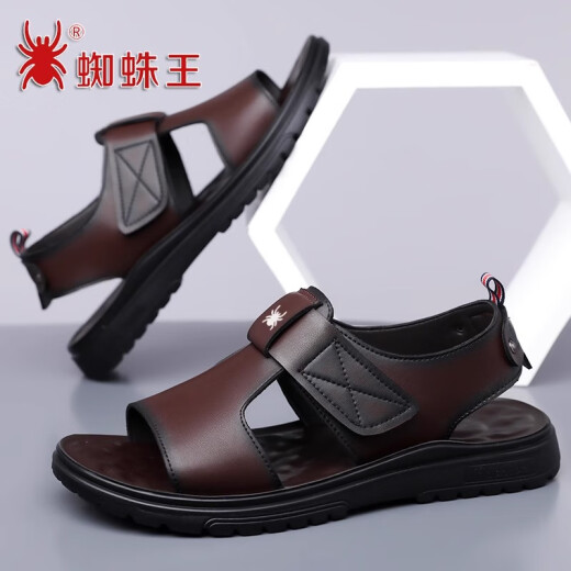 Nuevas sandalias boutique de Spider King Men Men's Summer Trendy Breathable Casual Beach Zapatos Soft Sole No-Slip Tendencia romana ZZW6189 Black_ [Real Leather Cow Wide] 38_ [Tamaño de zapato de cuero estándar]
