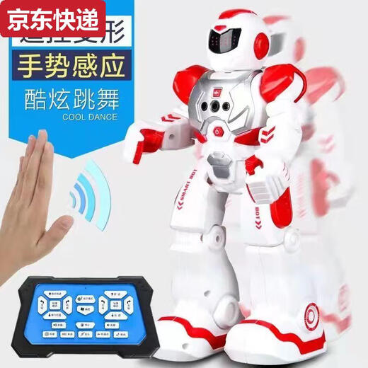 Qilicai Intelligent Remote Control Robot Mécanique Toys Éducation précoce Singing Infrarouge Gesture Senting Children's's Toys Deluxe Version Gift Box Mechanical War Blue