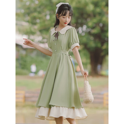 Yu Jin Girl Dress Female 2025 Highschool-Schüler tragen Sommerkleidung, große Kinder, kleine frische Kurzärmele und 13-jährige Schüler der Junior High School verschärfen ihre Taillen 9794 Green (90 Jin [Jin gleich 0,5 kg) oder weniger)