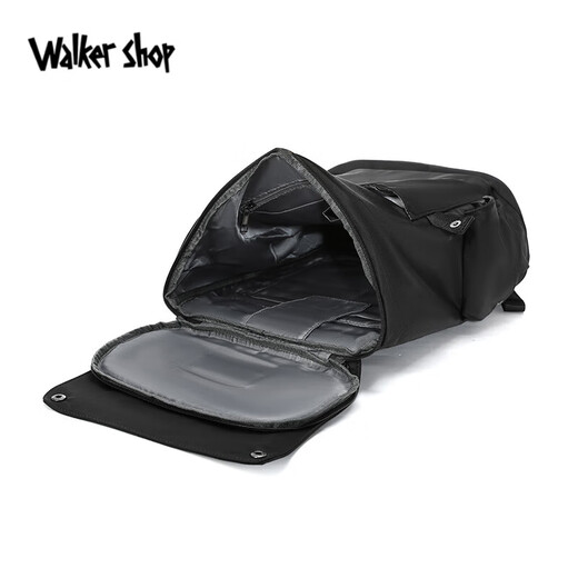 Walker Shop双肩包男士2025新款潮流商务电脑包时尚休闲学生书包大容量旅行包 黑色