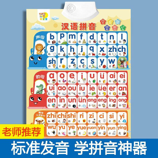 Qiyoubao Audio-Wandtafel für frühe Bildung, Baby-Alphabetisierung, Wandaufkleber, Lernen von Pinyin-Konsonanten und Reimen, Alphabet, Phonics, Kinderspielzeug, 2 Stück, Bild Alphabetisierung + Multiplikationstabelle, kostenloses Zubehör