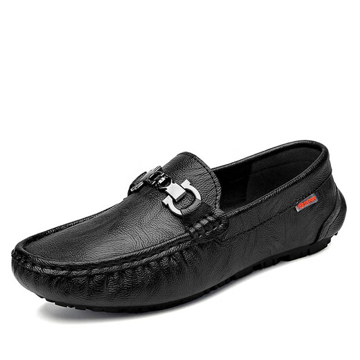 Spider King Frühling Herrenschuhe, Beanie-Schuhe, echte Ledermänner 2025 Neugeschäft weiche Haut weiche Sohle Black Hollow-9901 38