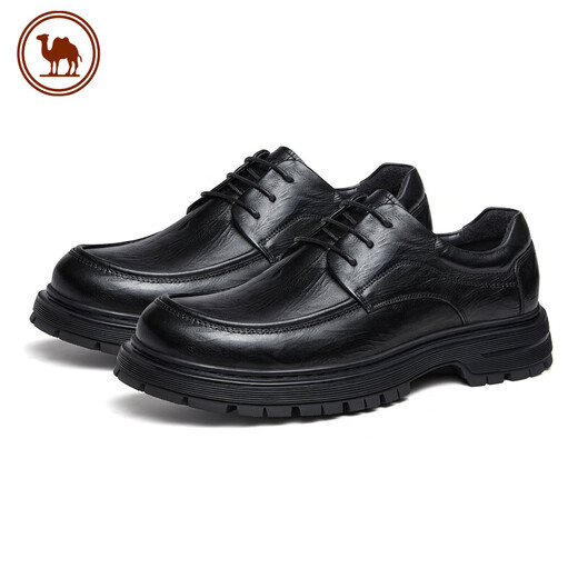 Camel business men's leather shoes soft sole casual pleated classic simple casual shoes P15A005006 black 39