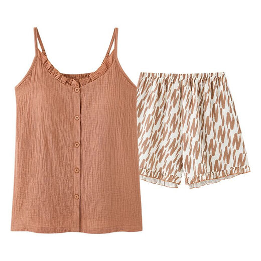 Yalu shuowoven pijama de algodón puro para mujeres en verano sexy puro y sexy almohadilla de pecho de la almohadilla dulce del traje de doble capa ropa para el hogar nsn5010 mujeres [sin sujetador de doble capa hilo de algodón] m