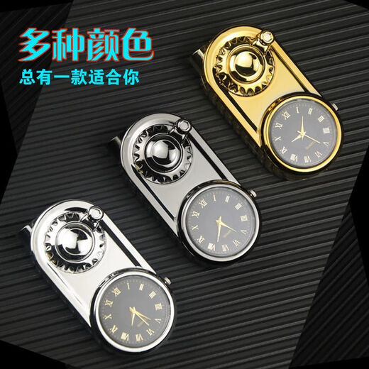 MIEHONE fingertip gyro watch, high-looking rocker arm, real watch, windproof blue flame lighter, personalized creative quartz watch, inflatable one-hand gyro watch * bright black, 1 stand-alone (gift box)