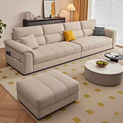 
Dudumeijia Fabric Sofa Living Room 2025 New Detachable Washing Sofa Simple Handrail Storage Cotton and Lines Sofa 528#