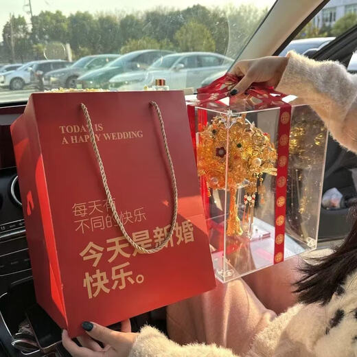 Tasse de cheval doré à main fleur bricolage sac de matériau de matériel chinois mariée Xiuhe Cheongsam Vêtements de matinée Morning Best Friend Wedding Gift Diancui [Produit fini + Boîte cadeau haut de gamme Sac-cadeau]