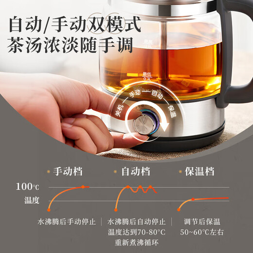 Bear Tea Maker Steam Spray Health Pot Thickened Glass Tea Maker Black Tea Office Tea Steamer Mini Electric Kettle Insulated Small Tea Stove 1L Gift Gift ZCQ-G08W6 Upgraded Stainless Steel Texture 0.8L