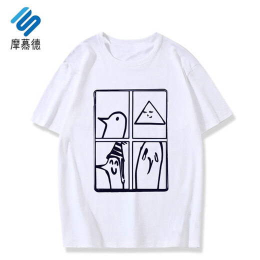 Momud Oyasumi Punpun Gute Nacht Bubu Peripheral Cos kurzärmeliges T-Shirt für Männer und Frauen Sommer zweidimensionaler Schmerzkleidung weiß kurzärmelig 867 m