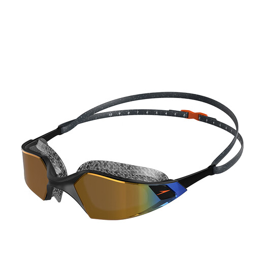 Speedo Racing Swimming Goggles Frameless Large Field of View Unisex HD Anti-Fog Waterproof Adult Couple Swimming Goggles Black/Gold (Coated)