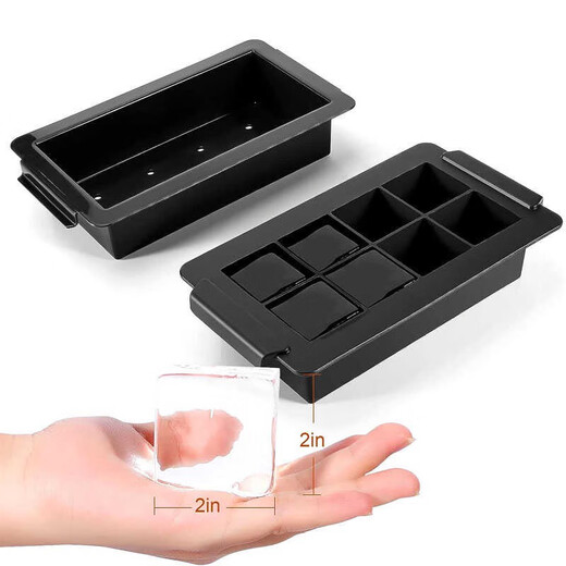 High-end transparent ice ball mold for home use 1 out of 8 whiskey square silicone ice tray bubble-free ice box 2 wave dot square mold color box packaging 4 points 5cm