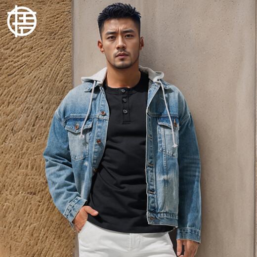 Enlightenment 280G heavy-weight Henley shirt men's long-sleeved T-shirt Henley collar slim-fit pure cotton solid color bottoming shirt for autumn and winter outer wear off-white M (100-130Jin Jin is equal to 0.5 kg)