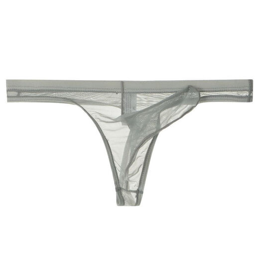 Bullet separated thong men's mesh transparent men's breathable sexy elephant trunk nude underwear sexy gray XXL size