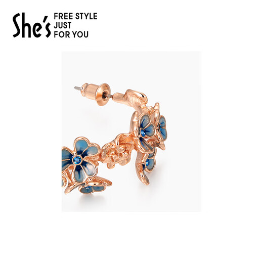 
She's Qianzi handmade oil-dropping light luxury fashion earrings Van Gogh Iris flower earrings for girls birthday gifts for girlfriend