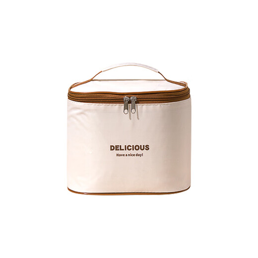YMER thermal insulation lunch box lunch bucket insulation bag special link round beige three-layer