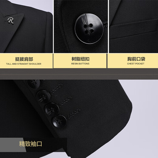 Mushilang retro double-breasted men's suit slim fit business banquet wedding groom and best man two-piece dress