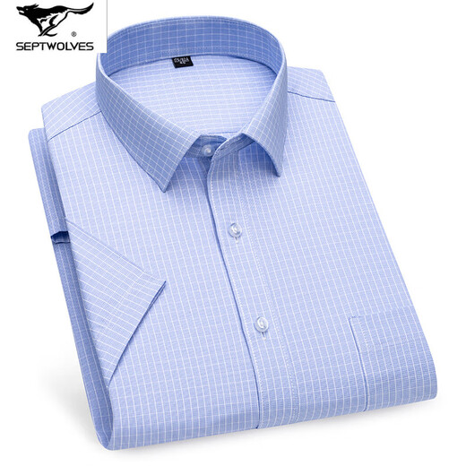 Sieben Wolfs 2025 Sommer Herren-No-Lösungs-Kurzarm-Shirt mit mittleren Altersgeschäftskleidung im mittleren Alter Kleidung Mode Komfort High-End-Baumwoll-Shirt DX6630 38