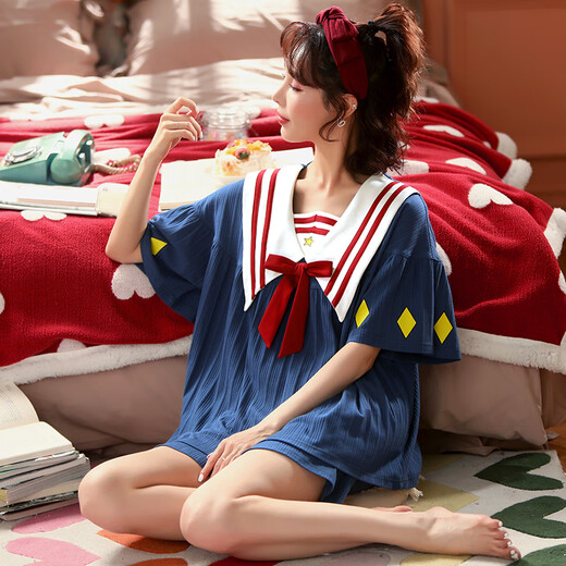 Muji com Mujis selben Sommerpyjama für Frauen, große Größe kurzärmeld dünner Stil süße koreanische Version von Prinzessinstil Sweet Two-Piece Set Loli Pink GXT6630 m (Empfohlen 75-95 Jin [Jin gleich 0,5 kg]))