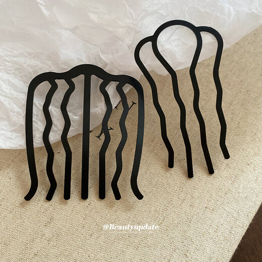 Lazy people's hair fixing artifact, ball hairpin, comb hairpin, upside down U-shaped hairpin, professional styling hairpin for women, hairpin - black - four teeth