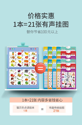 Children's Chinese and English electronic reading early education audiobooks for children's learning machine reading pen voice book Big book - Light luxury version charging 35-2000+ point reading