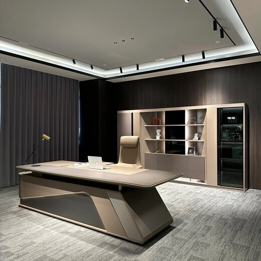 Boss desk office desk light luxury simple modern desk office desk office desk and chair combination manager desk president desk 2.0 meters left side cabinet-American Walnut