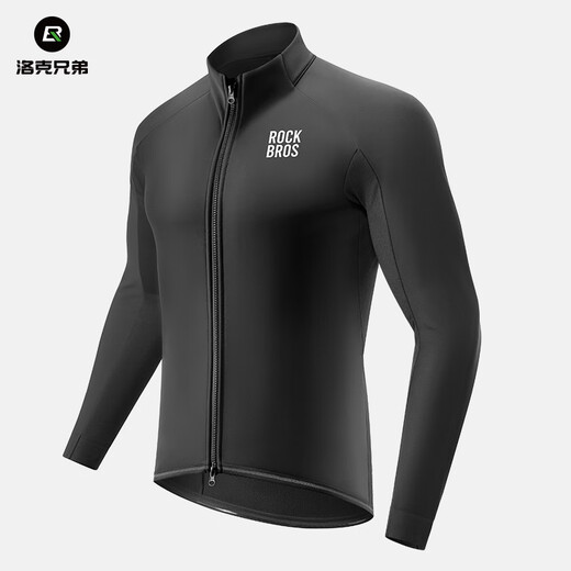 Rock Brothers Windproof Cycling Suit Long Sleeve Top Men's and Women's Warm Fleece Road Mountain Bike Sportswear Winter Black Warm Suit (with Pant Pads) Fast Shipping S