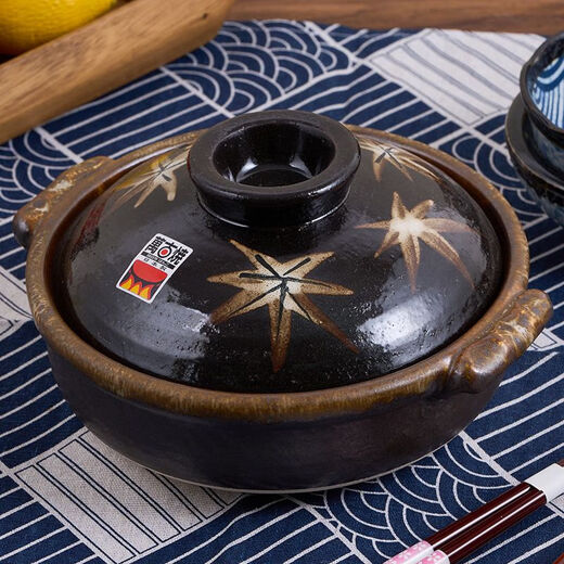 
cocostyle original Wangu Shao hand-painted stewed meat Jing Maple Leaf Casserole Wide body earth pot hot pot earth pot number 6 m3891 0ml