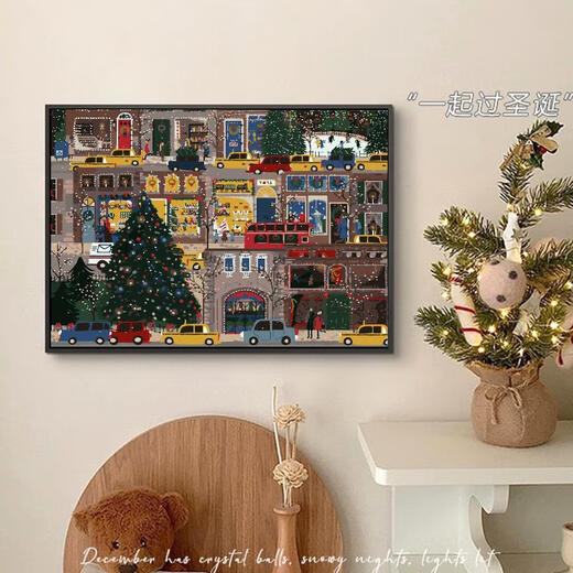 
He Jiagong galison winter light Christmas digital oil painting DIY fill coloring hand-painted acrylic oil painting decorative hanging painting qx15843 30*40cm thick solid wood inner frame