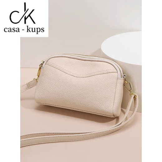 casa-kupsCK小包包女软牛皮2025新款时尚真皮单肩小斜挎包百搭贝壳包质感 黑色