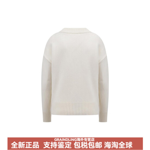 AMIPARISFW23经典爱心字母V领长袖针织开衫男女同款毛衣白色 米色 XL