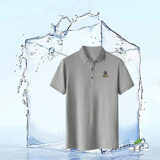 Woodpecker 100% Cotton Men's Long Sleeve T-Shirt Autumn Lapel Polo Shirt Casual Half Sleeve Business Polo Shirt Top Long Sleeve Gray (Casual Loose Straight Fit) XL 175 Recommended 135-150Jin Jin equals 0.5kg